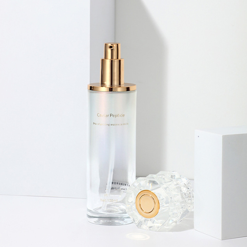 Set Kemasan Kosmetik Gradien Berwarna Dicetak Botol Krim Wajah Kosong Botol Lotion Kaca Perawatan Kulit Dengan Pompa Set Kemasan Kosmetik Gradien Berwarna Dicetak Botol Krim Wajah Kosong Botol Lotion Kaca Perawatan Kulit Dengan Pompa