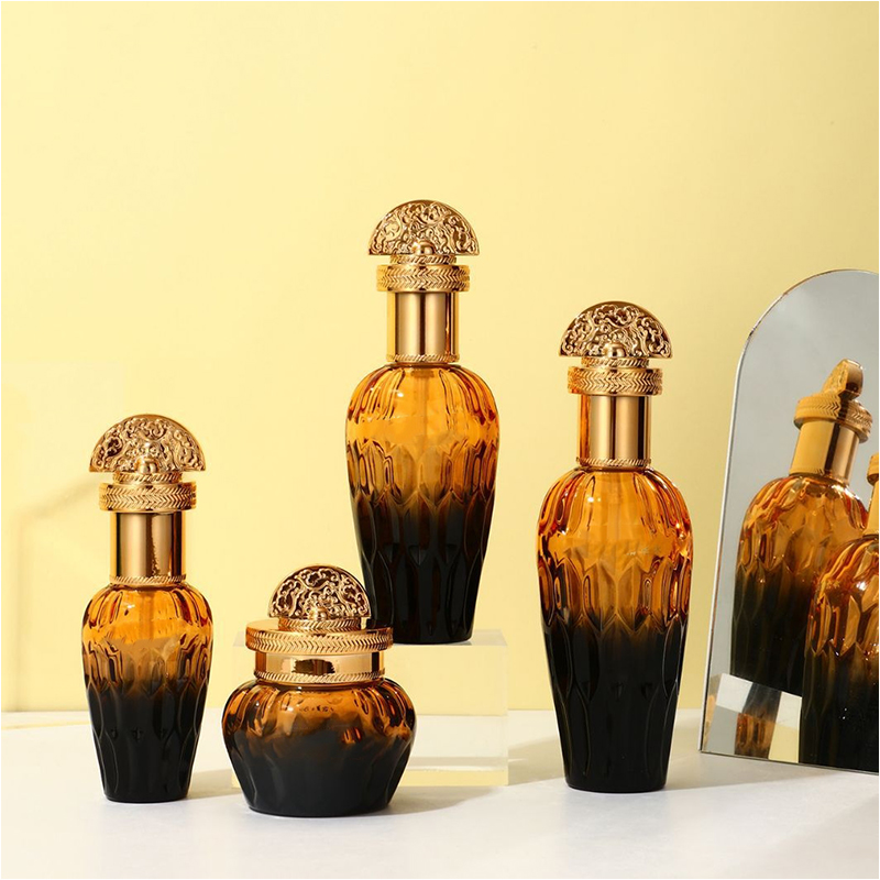 Kaca Bening Buram Kemasan Perawatan Kulit Wadah Kosmetik Botol Lotion Kaca Dengan Pompa Penetes