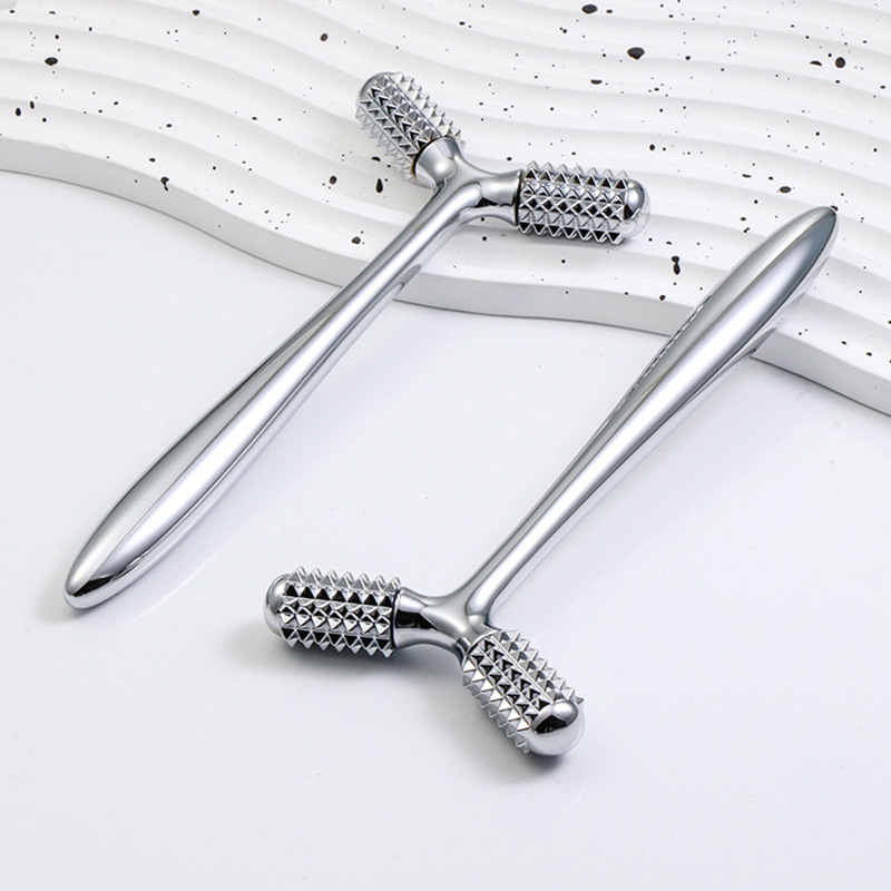 Set Hadiah Perawatan Kecantikan Rol Mini Bentuk Y 3d Pegangan Logam Rol Pemijat Rumah Rol Pijat Relaksasi Mata Wajah