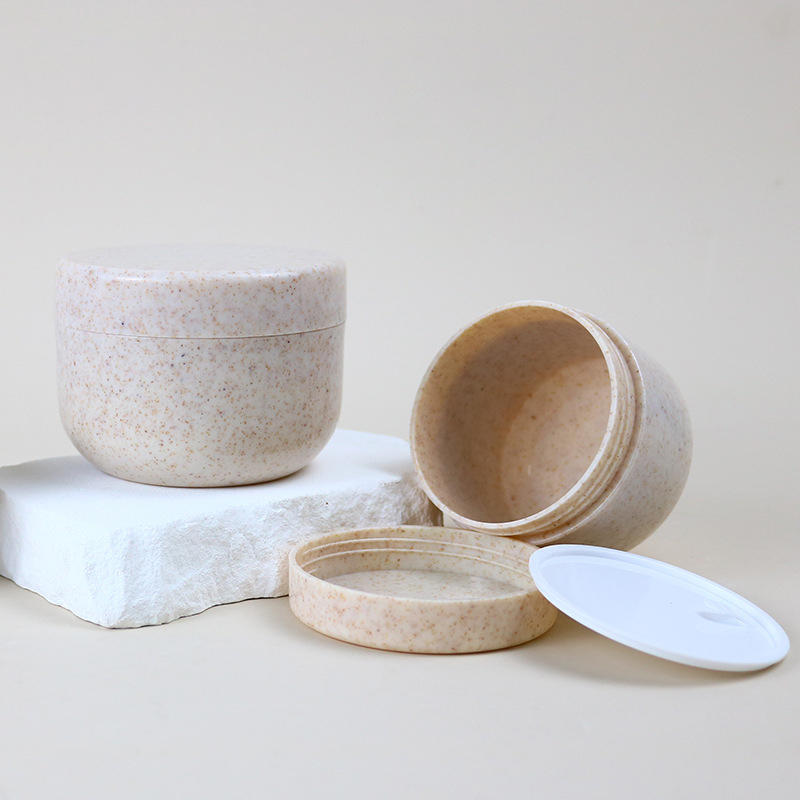 Toples Wadah Jerami Gandum Mulut Lebar 80G 120G 200G 250G Botol Krim Perawatan Kulit Kosmetik Toples Krim Wajah dengan Tutup