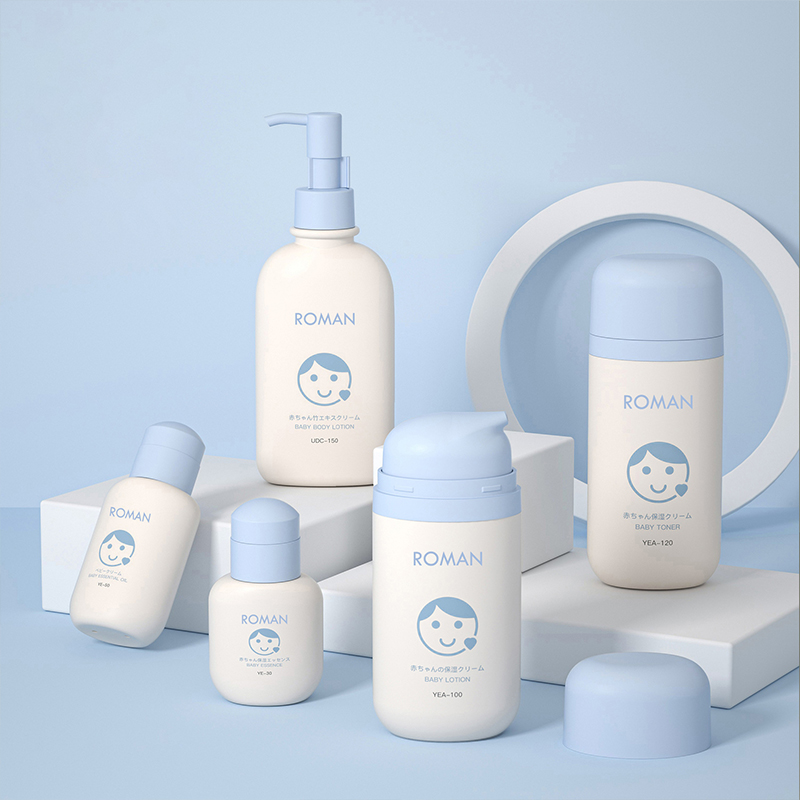 50Ml 80Ml 100Ml Botol PP Plastik Hijau Oval Kosong dengan Alas Bedak Vakum Pompa Lotion Tanpa Udara dan Botol Krim Wajah untuk Perawatan Kulit