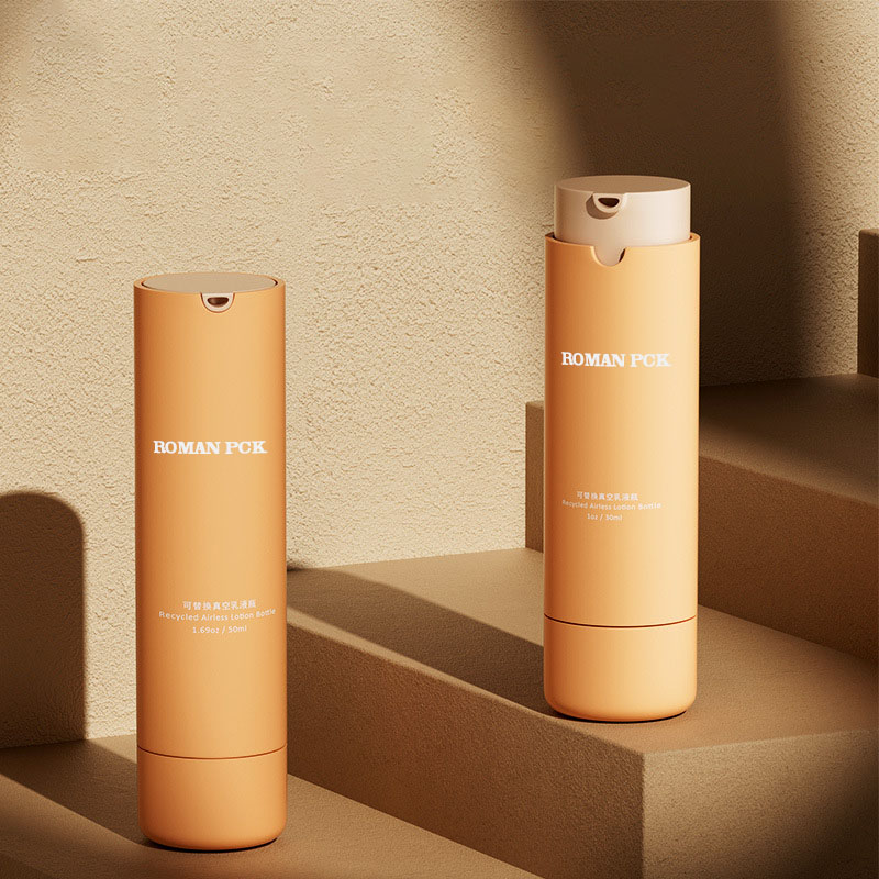 Oranye 15ml 30ml 50ml Botol Pompa Pengap Plastik PP Sedangkan untuk Krim Lotion Perawatan Kulit Kemasan Serum Kosmetik