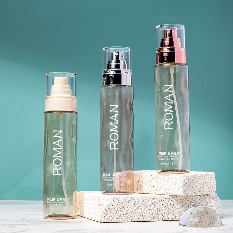 Botol Toner Semprot Plastik Kosmetik Bulat Bening Kosong 100Ml 120Ml Lotion Tubuh Foundation dengan Botol Pompa Serum Emas Perak