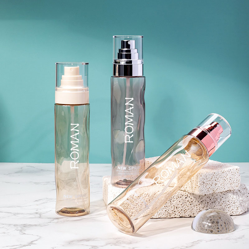 Botol Toner Semprot Plastik Kosmetik Bulat Bening Kosong 100Ml 120Ml Lotion Tubuh Foundation dengan Botol Pompa Serum Emas Perak