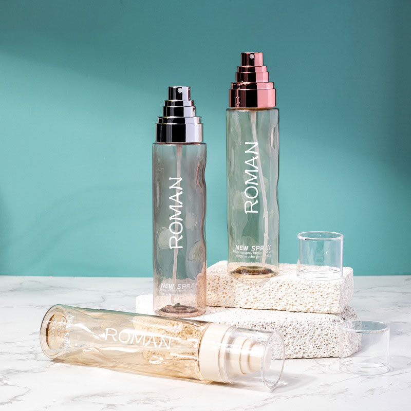 Botol Toner Semprot Plastik Kosmetik Bulat Bening Kosong 100Ml 120Ml Lotion Tubuh Foundation dengan Botol Pompa Serum Emas Perak