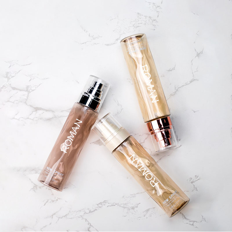 Botol Toner Semprot Plastik Kosmetik Bulat Bening Kosong 100Ml 120Ml Lotion Tubuh Foundation dengan Botol Pompa Serum Emas Perak