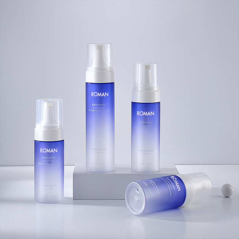 100Ml 120Ml 150Ml 200Ml PET Gradien Warna Biru Busa Dispenser Sabun Cair Berbusa Botol Pompa Gel Mandi Botol Cuci Tangan Perlengkapan Kamar Mandi