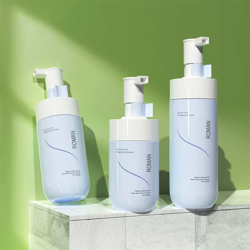 Label Pribadi Foamer Pemutih Wajah Pembersih Lembut Mousse Pembersih Gelembung Botol Pompa Busa PET Biru 150Ml 200Ml 300Ml Label Pribadi Foamer Pemutih Wajah Pembersih Lembut Mousse Pembersih Gelembung Botol Pompa Busa PET Biru 150Ml 200Ml 300Ml