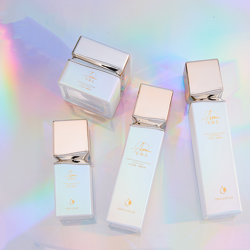 Toples Krim Kaca Persegi Dengan Efek Warna-warni Untuk Krim Wajah Dan Krim Mata