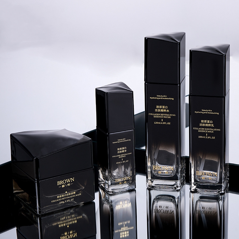 Toples Krim Kaca Persegi Unik Dengan Desain Tutup Terangkat Untuk Kemasan Kosmetik