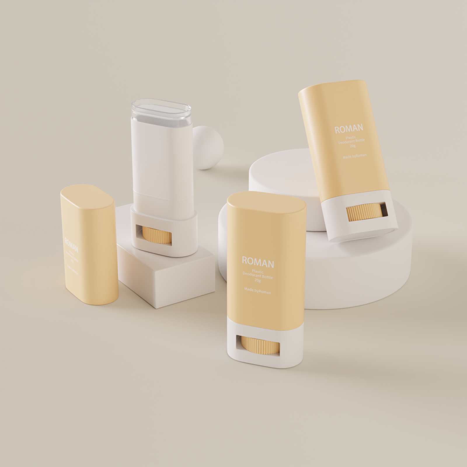 Kemasan Isi Atas Oem Odm Berbentuk Pinggang Warna Kosong Plastik Twist-Up Wadah Deodoran Padat Bening