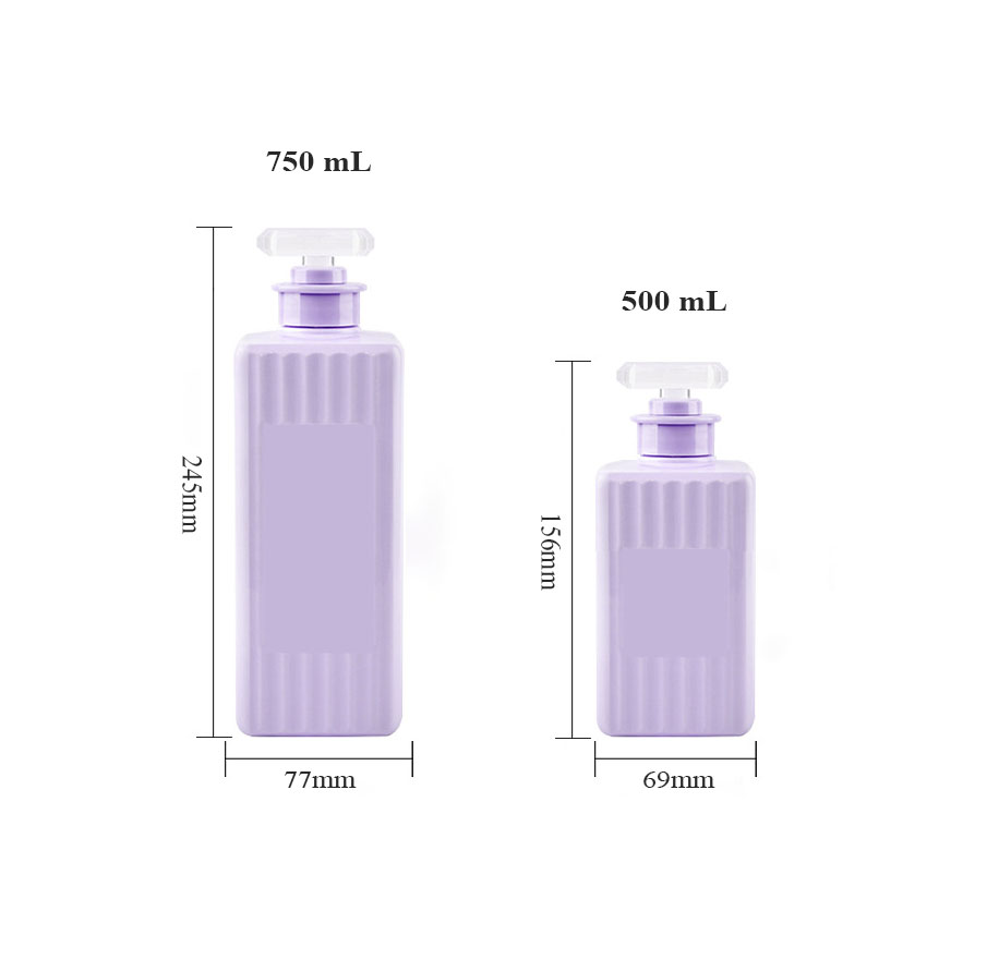 500Ml 750Ml Botol Pompa Lotion Hewan Peliharaan Plastik Persegi dengan Permukaan Bentuk Garis untuk Sampo Minyak Rambut dan Kondisioner Wadah Kosmetik 500Ml 750Ml Botol Pompa Lotion Hewan Peliharaan Plastik Persegi dengan Permukaan Bentuk Garis untuk Sampo Minyak Rambut dan Kondisioner Wadah Kosmetik