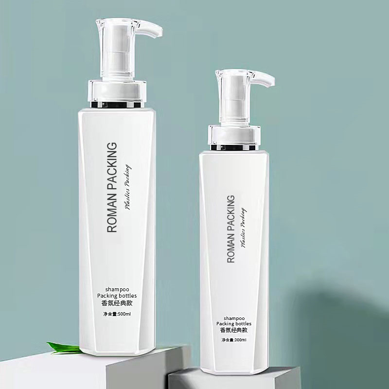 Mewah Putih 300ml 500ml Panjang dan Ramping Pompa Lotion Botol Sampo Shower Gel Kemasan Cuci Tubuh Dengan Pompa Emas