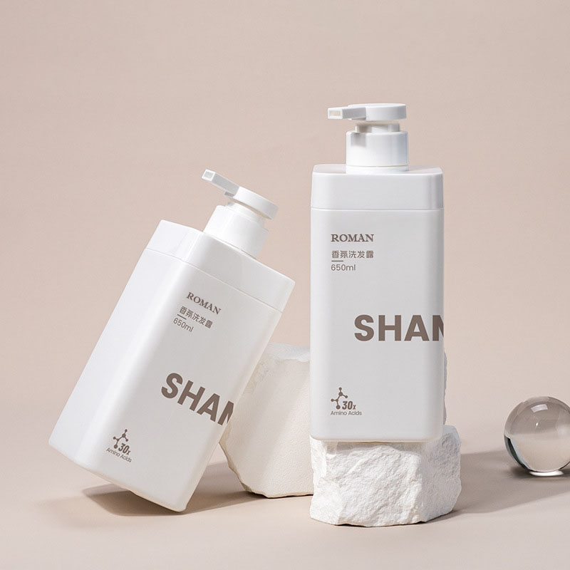 Desain Baru Logo Pribadi Matte Putih 650Ml Botol Cairan Deterjen Plastik HDPE Kosong Persegi 1L untuk Gel Mandi Sampo Desain Baru Logo Pribadi Matte Putih 650Ml Botol Cairan Deterjen Plastik HDPE Kosong Persegi 1L untuk Gel Mandi Sampo