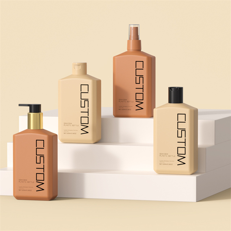 250Ml 10Oz Botol Pompa Lotion Tubuh Tangan Bahu Miring Datar Beku Botol Gel Mandi Sampo Bayi Perawatan Kulit